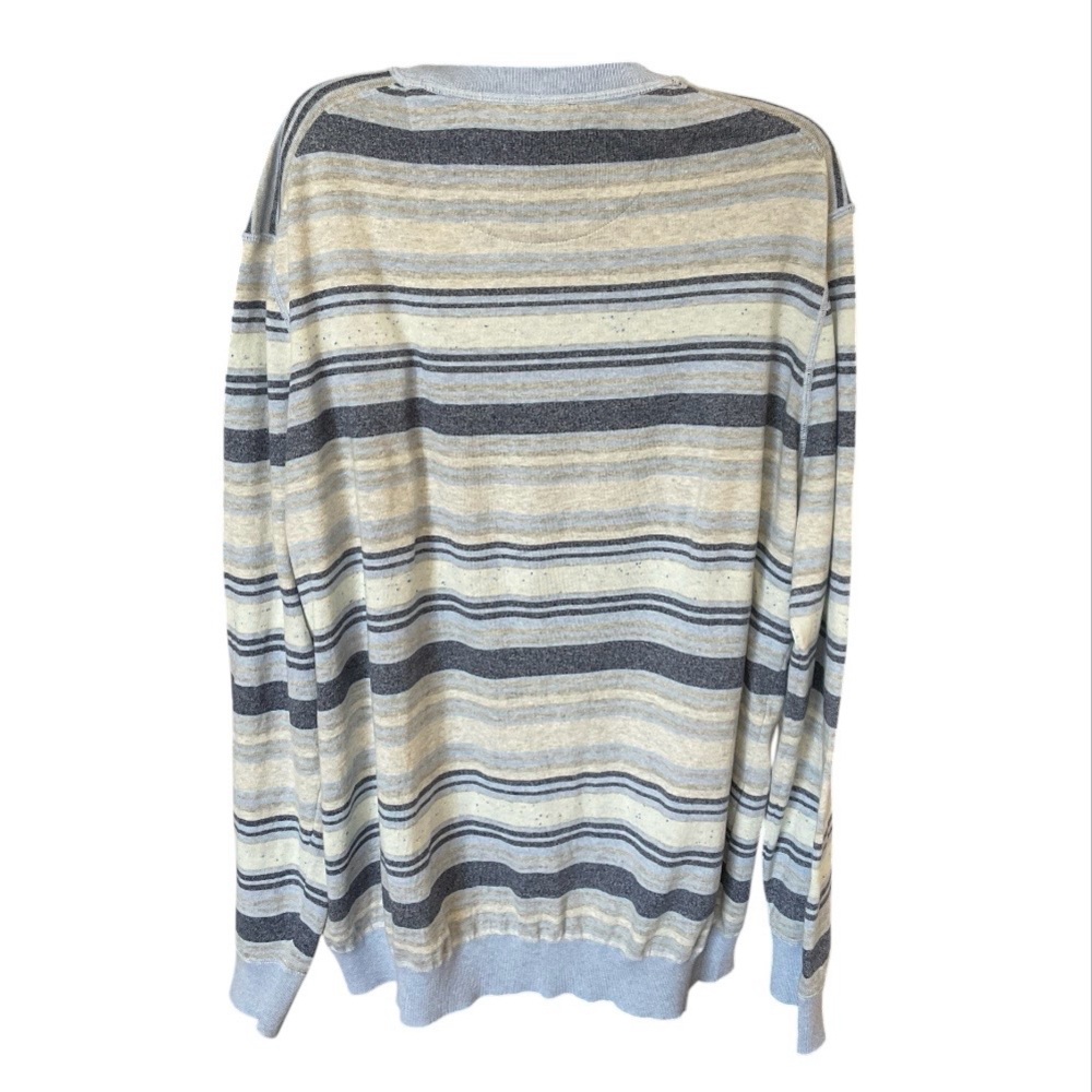 Joseph Abboud Light Blue, Gray & Cream Striped Crewneck Sweater - Picture 3 of 5